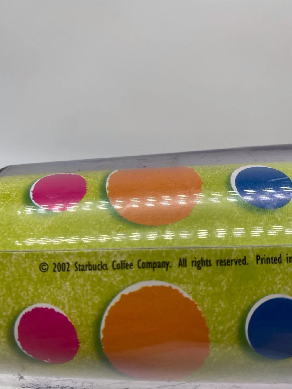 2002 Starbucks Lime Green Tumbler with Pink Yellow Blue Polka Dots